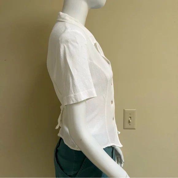 Vintage White Short Sleeve Blouse - Picture 2 of 6